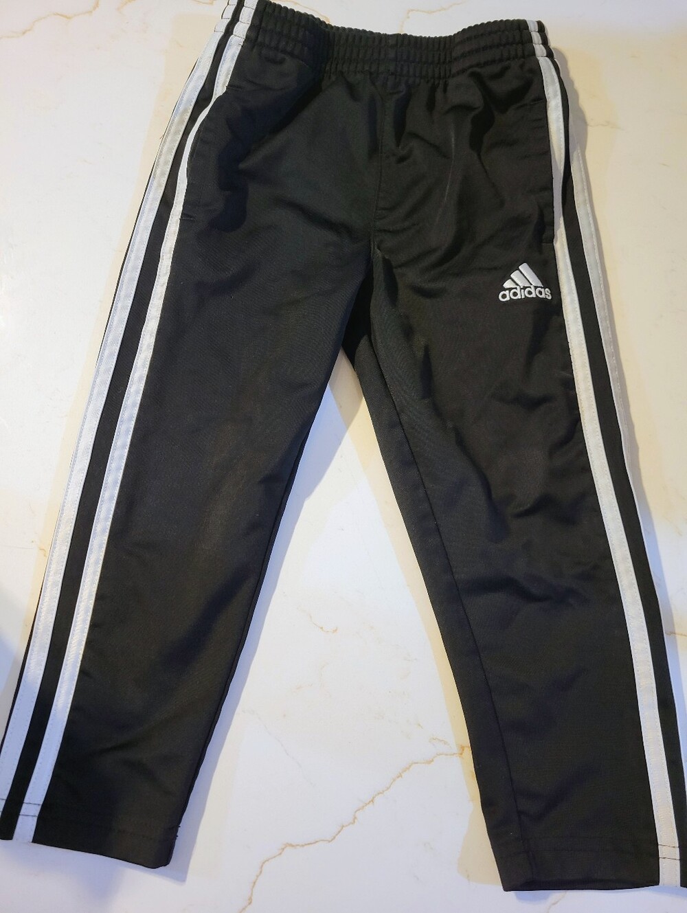 adidas Kids Black Joggers with White Side Stripes